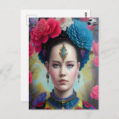 Stilvolle Prinzessin mit Tartan Outfit Postkarte (Vorne/Hinten)