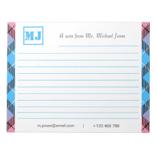 Stilvolle professionelle Monogramm-Schrift Tartan- Notizblock