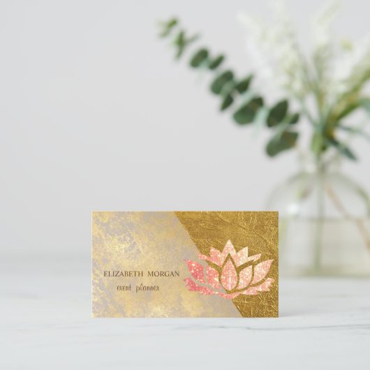Stilvolle Profi-Imitate Gold Lotus Visitenkarte (Stehend Vorderseite)
