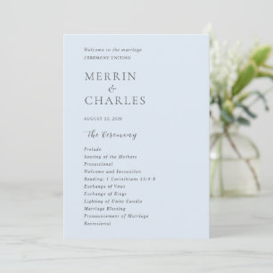 Stilvolle, pulverblaue moderne Hochzeit Programm