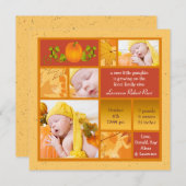 Stilvolle Pumpkin Foto Square Geburtsankündigung Ankündigung (Vorne/Hinten)