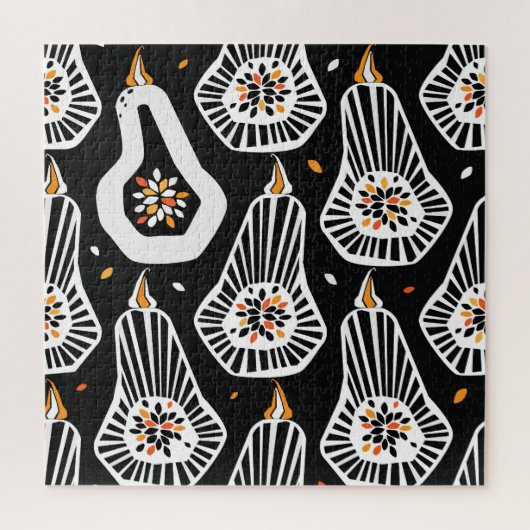 Stilvolle Pumpkins Saatgut: Nahtloses Design Puzzle (Vertikal)