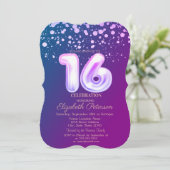 Stilvolle Punkte, Violett Süß 16 Einladung (Stehend Vorderseite)