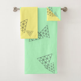 Stilvolle Pyramid Triangle Geometry Pastel Badhandtuch Set