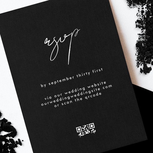 Stilvolle QR CODE Black Wedding Website RSVP Karte