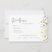 Stilvolle Qr Code Wasserfarben Wildblumen Hochzeit RSVP Karte (Vorderseite)