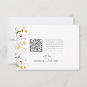 Stilvolle Qr Code Wasserfarben Wildblumen Hochzeit RSVP Karte (Rückseite)