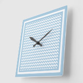 Stilvolle Quadrat-Uhr, blaue und weiße Chevronen Quadratische Wanduhr (Winkel)