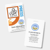 Stilvolle Quotage Marks Motif Pressereporter Ausweis (Front & Back)