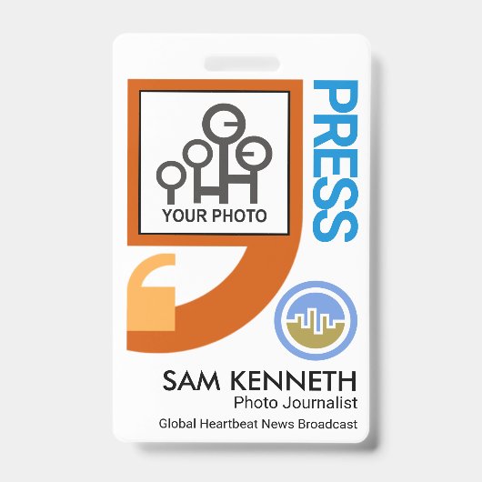 Stilvolle Quotage Marks Motif Pressereporter Ausweis (Front)