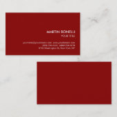 Stilvolle, raffinierte, dunkelrote Visitenkarte (Vorne/Hinten)