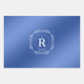 Stilvolle Rahmen Blue Monogram Wrapping Paper Shee Geschenkpapier Set (Vorderseite)