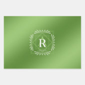 Stilvolle Rahmen Green Monogram Wrapping Paper She Geschenkpapier Set (Vorderseite 3)