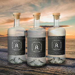 Stilvolle Rahmen Schwarz Monogram Alkoholflaschenetikett