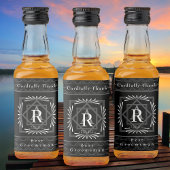 Stilvolle Rahmen Schwarz Monogram Alkoholflaschenetikett