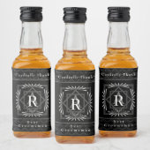 Stilvolle Rahmen Schwarz Monogram Alkoholflaschenetikett (Flaschen)