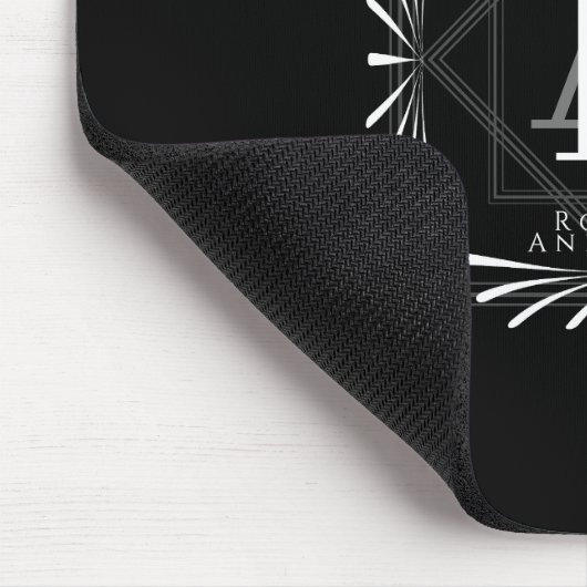 Stilvolle Rahmen Schwarz Monogram Mousepad (Ecke)