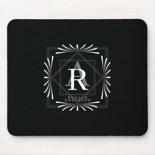 Stilvolle Rahmen Schwarz Monogram Mousepad (Vorne)