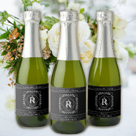 Stilvolle Rahmen Schwarz Monogram Schaumweinetikett