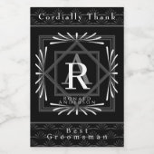 Stilvolle Rahmen Schwarz Monogram Weinetikett (Einzelnes Label)