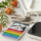 Stilvolle Rainbow Foto Wedding Date Calendar Schlüsselanhänger (Vorderseite rechts)