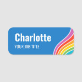 Stilvolle Rainbow Wave Staff ID Blue Namensschild (Vorderseite)
