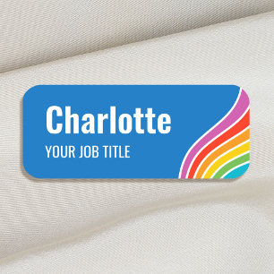 Stilvolle Rainbow Wave Staff ID Blue Namensschild