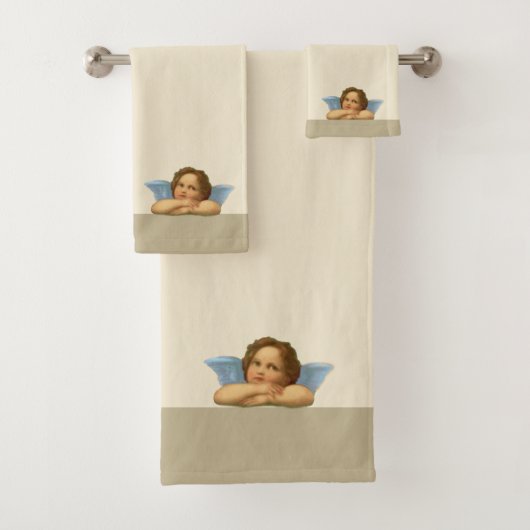 Stilvolle Raphael Cherub auf Beige Bath Handtuch S Badhandtuch Set (Insitu)