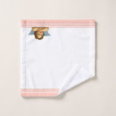 Stilvolle Raphael Cherub auf Korallenrosa Streifen Badhandtuch Set (Waschlappen)