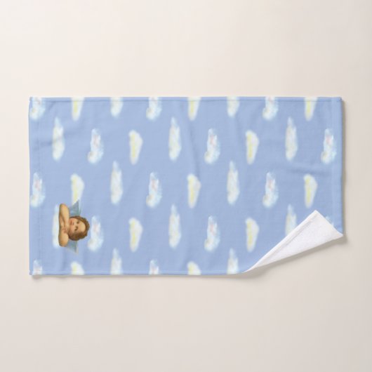 Stilvolle Raphael Cherub auf Sky Blue Bath Handtuc Badhandtuch Set (Handtuch)
