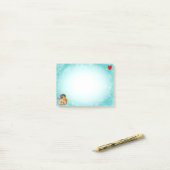 Stilvolle Raphael Cherub & Heart on Light Blue Post-it Klebezettel (Auf Schreibtisch)