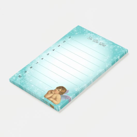 Stilvolle Raphael Cherub on Light Blue Gradient Post-it Klebezettel (angewinkelt)