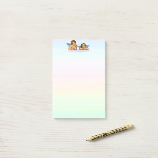 Stilvolle Raphael Cherubs auf Pastel Shades Post-it Klebezettel (Auf Schreibtisch)