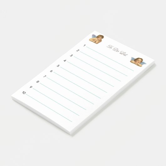 Stilvolle Raphael Cherubs auf Weiß Post-it Klebezettel (angewinkelt)