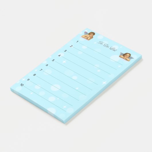 Stilvolle Raphael Cherubs & Light Orbs Post-it Klebezettel (angewinkelt)