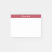 Stilvolle Raspberry Red & White Script Monogram Post-it Klebezettel (Vorderseite)