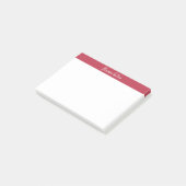 Stilvolle Raspberry Red & White Script Monogram Post-it Klebezettel (angewinkelt)
