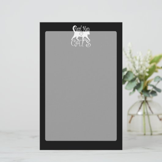 Stilvolle Real Men Liebe Schwarze Dekoration Briefpapier (Stehend Vorderseite)