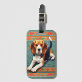 Stilvolle realistische 3D-Beagle Hunde farbenfrohe Gepäckanhänger (Vorderseite Vertikal)