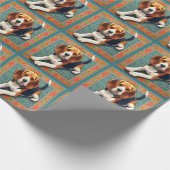 Stilvolle realistische 3D-Beagle Hunde farbenfrohe Geschenkpapier (Ecke)