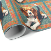 Stilvolle realistische 3D-Beagle Hunde farbenfrohe Geschenkpapier (Rolleneckpunkt)