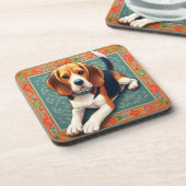 Stilvolle realistische 3D-Beagle Hunde farbenfrohe Getränkeuntersetzer (Linke Seite)