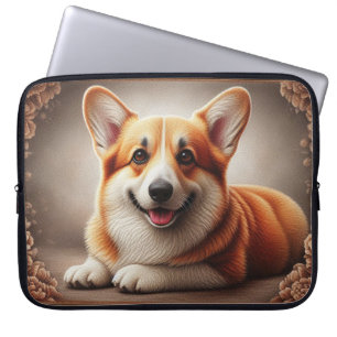 Stilvolle realistische bunte Umrandung Corgi-Hund  Laptopschutzhülle