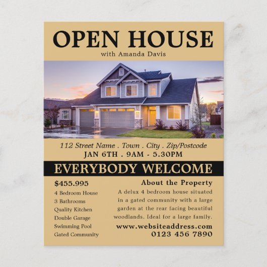 Stilvolle Realtor Open House Werbung Flyer (Vorne)