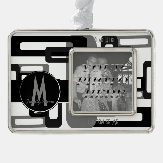 Stilvolle Rechtecke grau/schwarz Rahmen-Ornament Silber (Vorderseite)