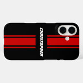 Stilvolle Red Black Racing Stripes Mit Monogramm N Case-Mate iPhone Hülle (Rückseite (Horizontal))