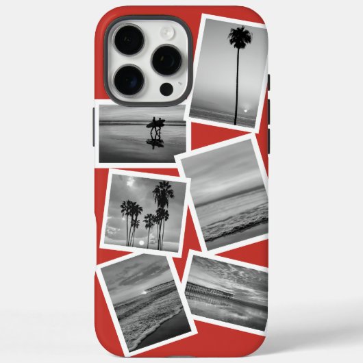Stilvolle Red Black & White Custom Foto Collage Case-Mate iPhone Hülle (Rückseite)