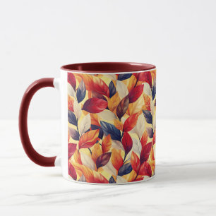 Stilvolle Red Brown Blue Herbst-Herbstlaub Tasse