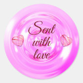 Stilvolle Red Button Heart Script Niedlich Quotes Runder Aufkleber (Vorderseite)