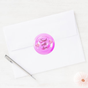 Stilvolle Red Button Heart Script Niedlich Quotes Runder Aufkleber